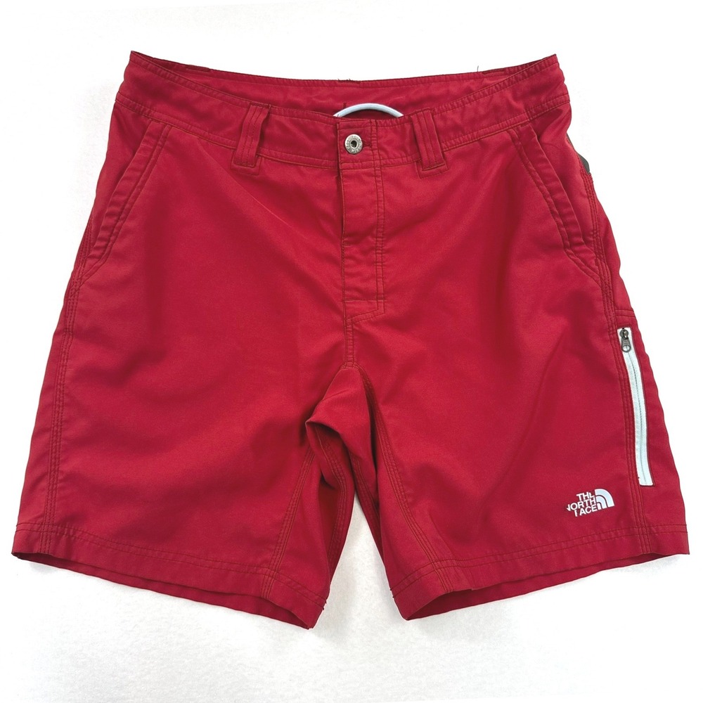 The North Face Mens Red Class V Hiking Board Shorts Size 34 Cargo Zip Pocket